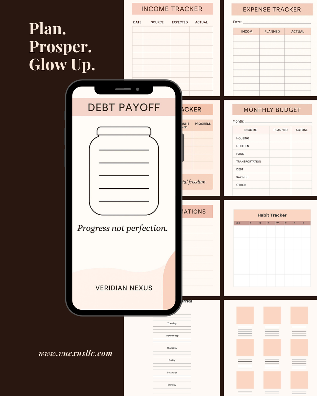 Glow Up Budget & Mindset Binder — by Veridian Nexus