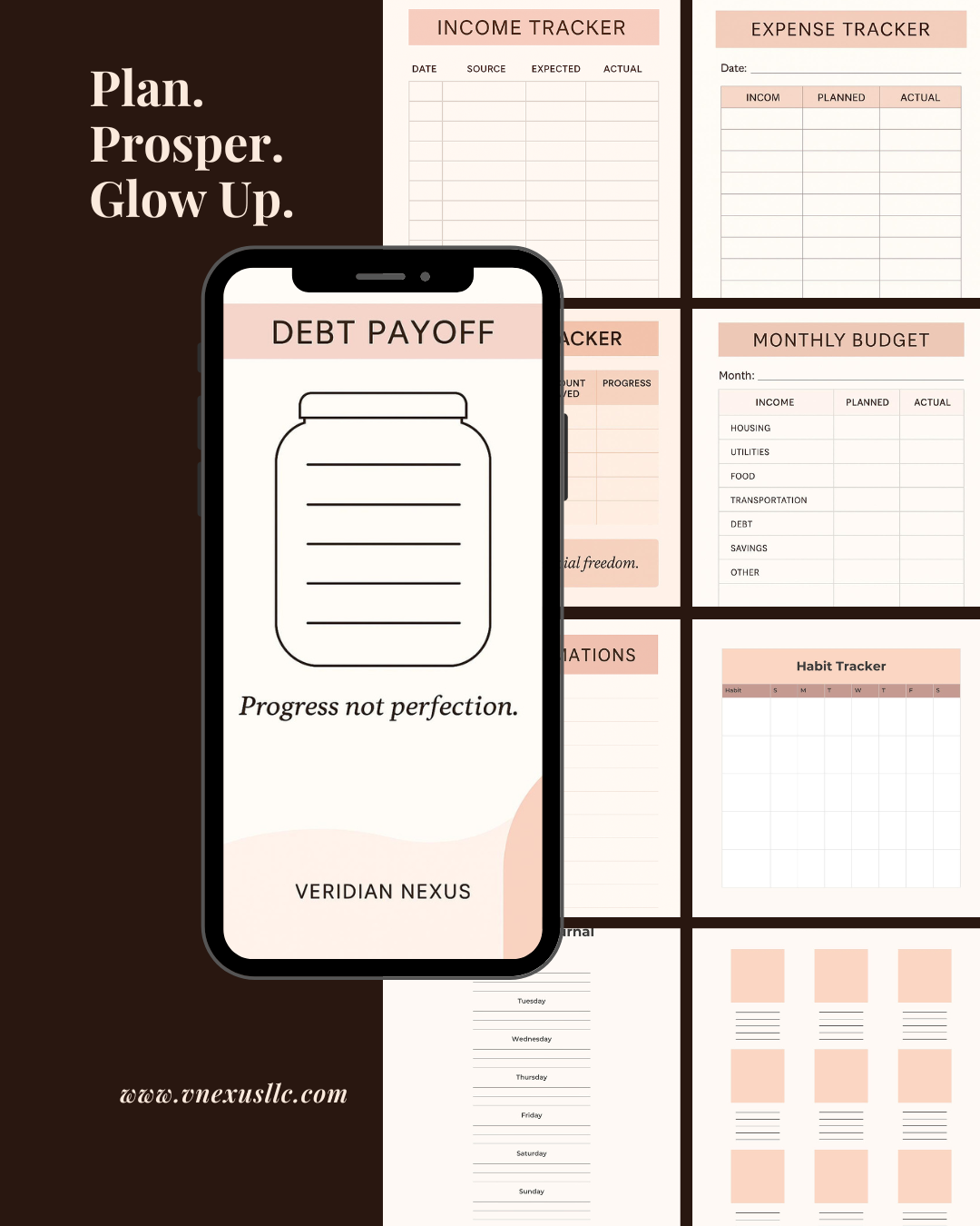 Glow Up Budget & Mindset Binder — by Veridian Nexus